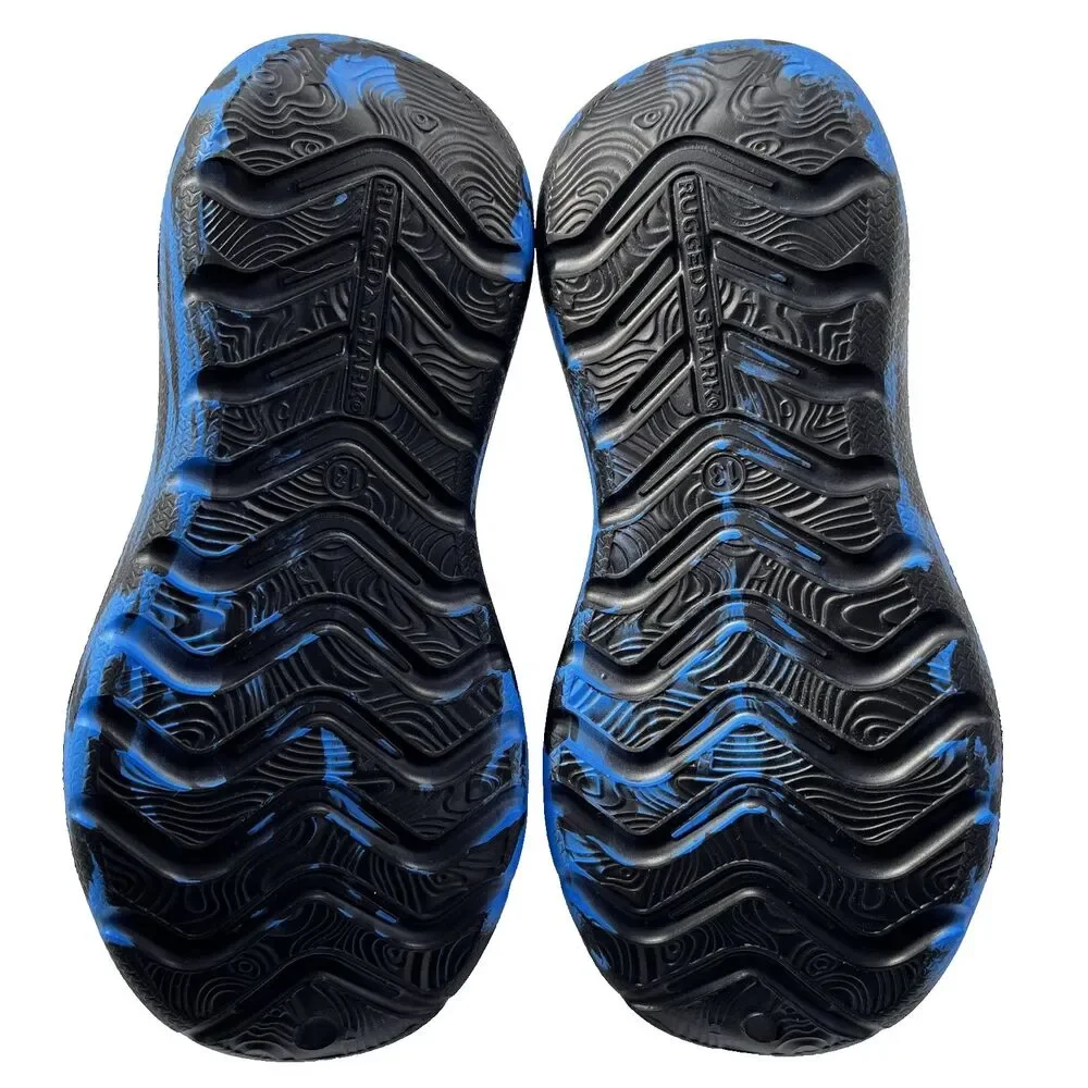 Rugged Shark Blue Black‎ Slip-On Water Sneaker Big Boys Size 13 Vacation Travel